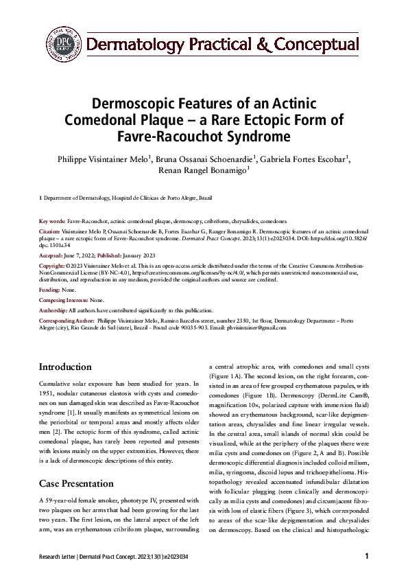 (PDF) Dermoscopic features of an Actinic Comedonal Plaque – a Rare ...