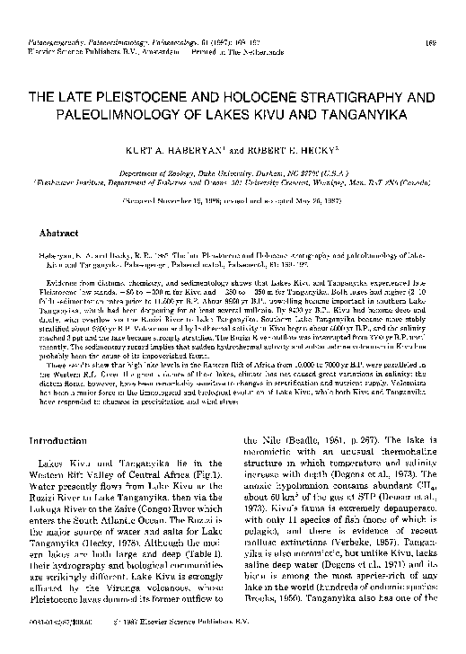 (PDF) The late Pleistocene and Holocene stratigraphy and paleolimnology ...