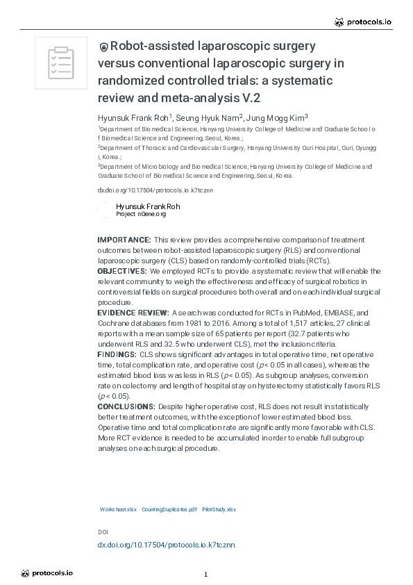 (PDF) Robot-assisted laparoscopic surgery versus conventional ...