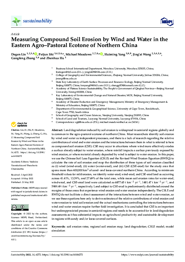 (PDF) Measuring Compound Soil Erosion by Wind and Water in the Eastern