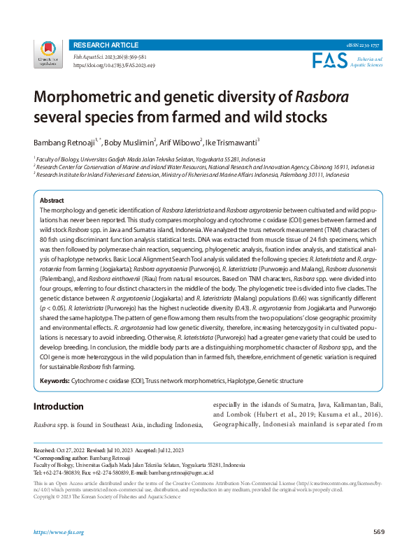 (PDF) Morphometric and genetic diversity of Rasbora several species ...