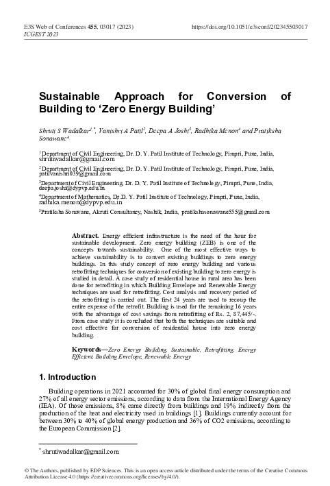 (PDF) Sustainable Approach for Conversion of Building to ‘Zero Energy ...