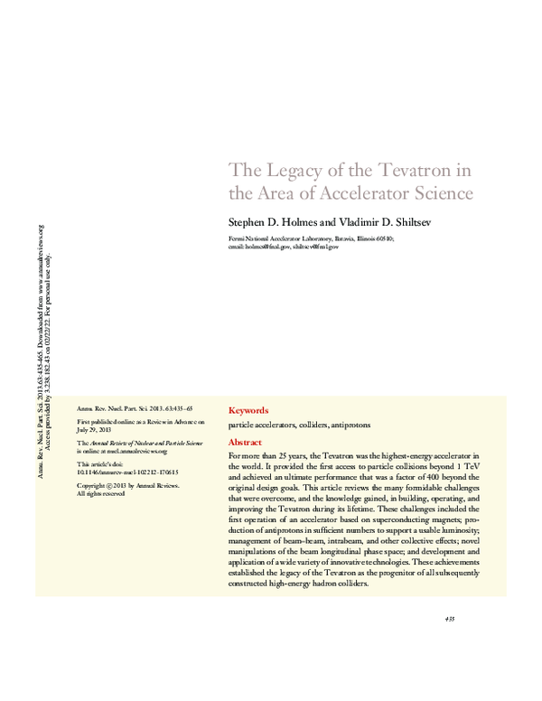 (PDF) The Legacy of the Tevatron in the Area of Accelerator Science