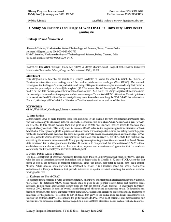 (PDF) A Study on Facilities and Usage of Web OPAC in University ...