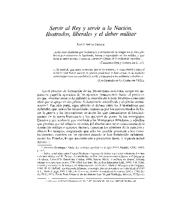 (PDF) Servir al Rey y servir a la Nación: Ilustrados, liberales y el ...