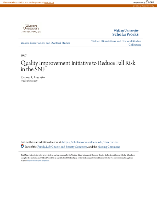 (PDF) Quality Improvement Initiative to Reduce Fall Risk in the SNF