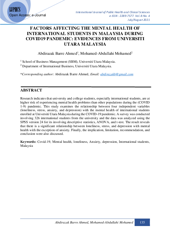 (PDF) FACTORS AFFECTING THE MENTAL HEALTH OF INTERNATIONAL STUDENTS IN ...