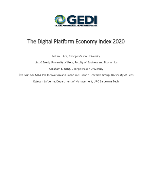 (PDF) The Digital Platform Economy Index 2020