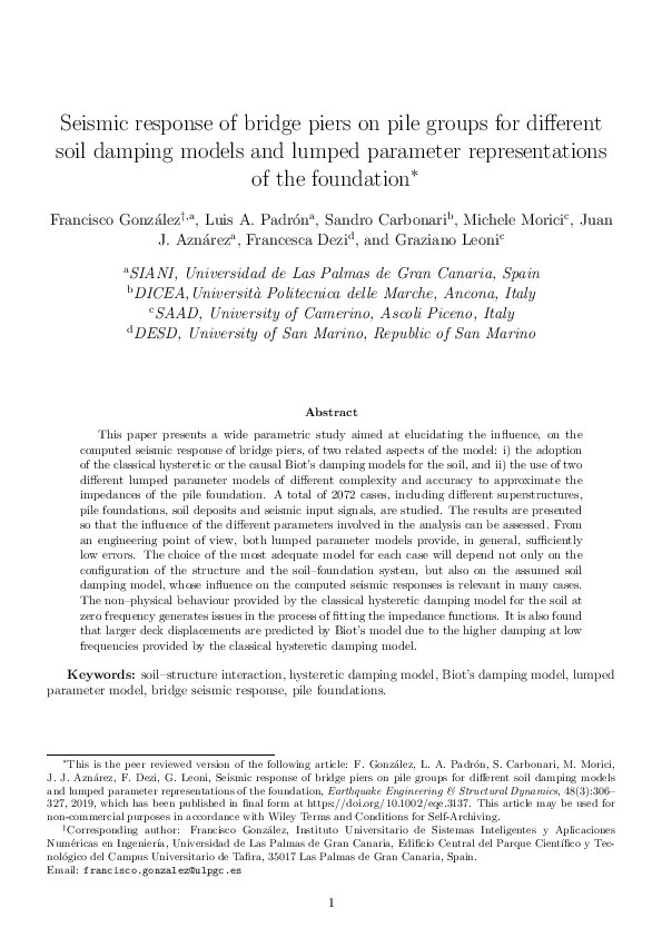 Pdf Seismic Response Of Bridge Piers On Pile Groups For Different
