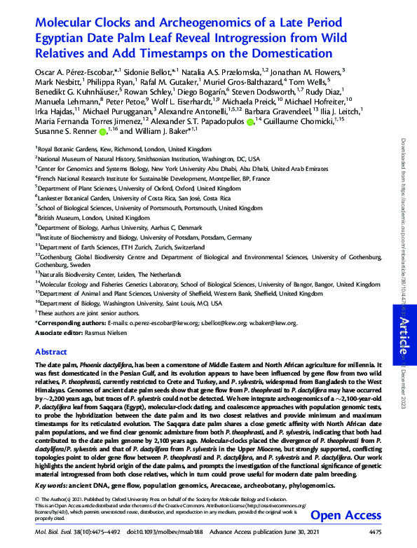 (PDF) Molecular Clocks and Archeogenomics of a Late Period Egyptian ...