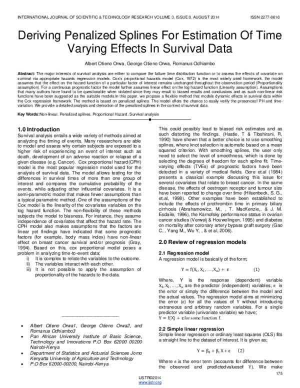 (PDF) Deriving Penalized Splines For Estimation Of Time Varying Effects ...