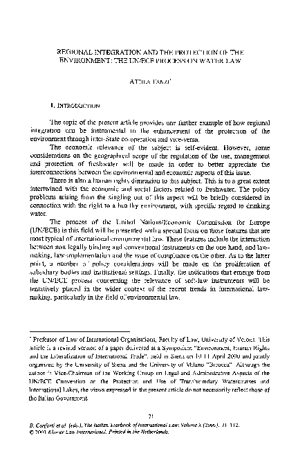 (PDF) Regional Integration and the Protection of the Environment: The ...
