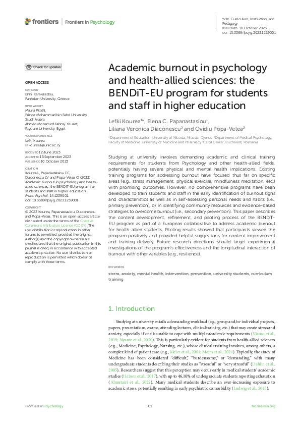 (PDF) Academic burnout in psychology and health-allied sciences: the ...