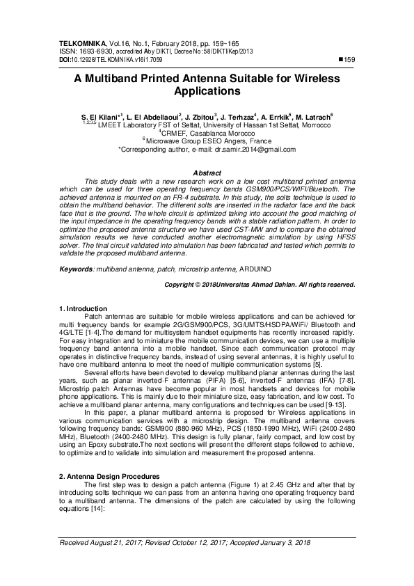 (PDF) A Multiband Printed Antenna Suitable for Wireless Applications