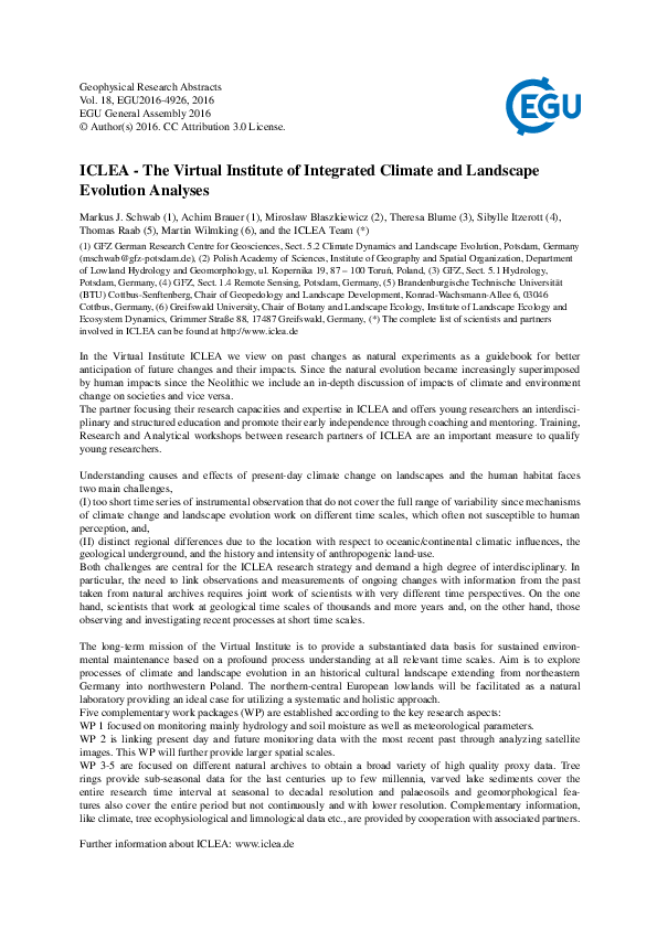 (PDF) ICLEA - The Virtual Institute of Integrated Climate and Landscape ...