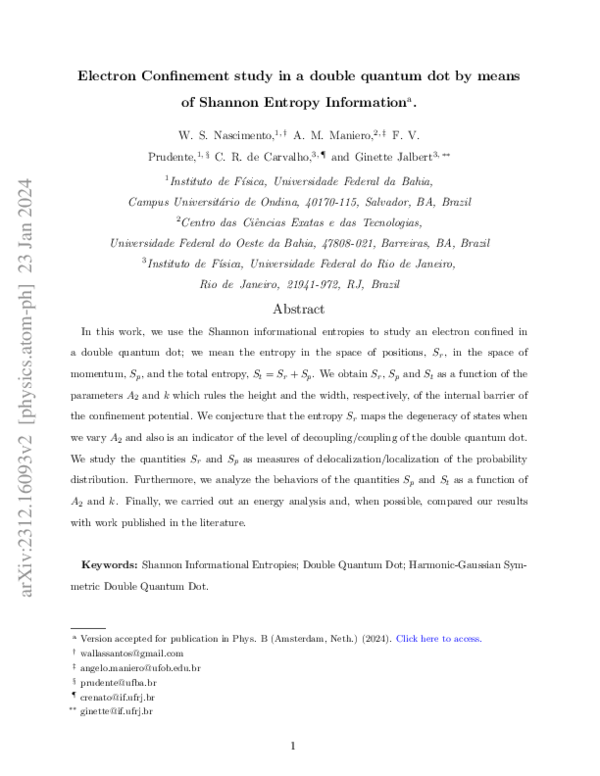 (PDF) Electron Confinement study in a double quantum dot by means of ...