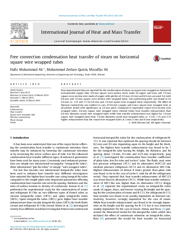 (PDF) Free convection condensation heat transfer of steam on horizontal ...
