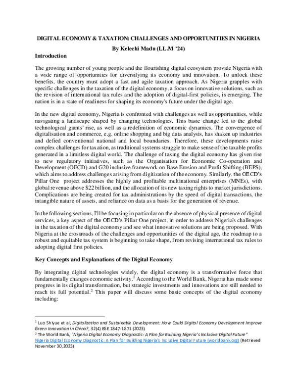 (PDF) DIGITAL ECONOMY & TAXATION: CHALLENGES AND OPPORTUNITIES IN NIGERIA