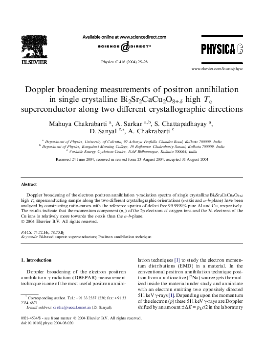 (PDF) Doppler broadening measurements of positron annihilation using ...