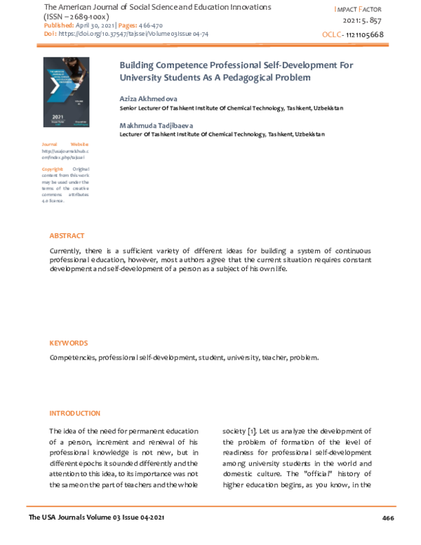 (PDF) Building Competence Professional Self-Development For University ...