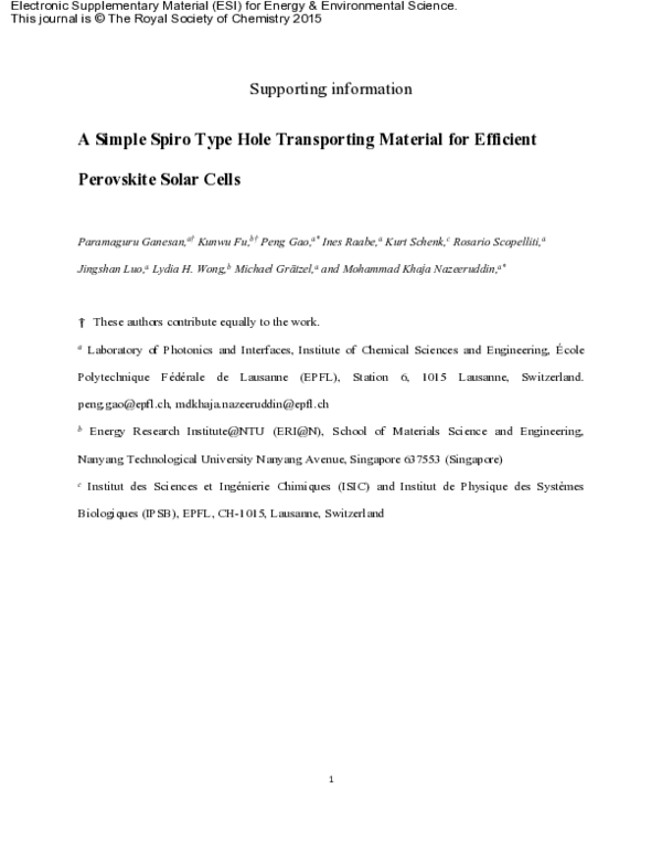 (PDF) A simple spiro-type hole transporting material for efficient ...