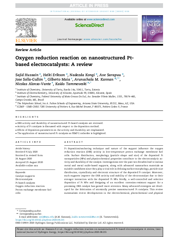 (PDF) Oxygen reduction reaction on nanostructured Pt-based ...
