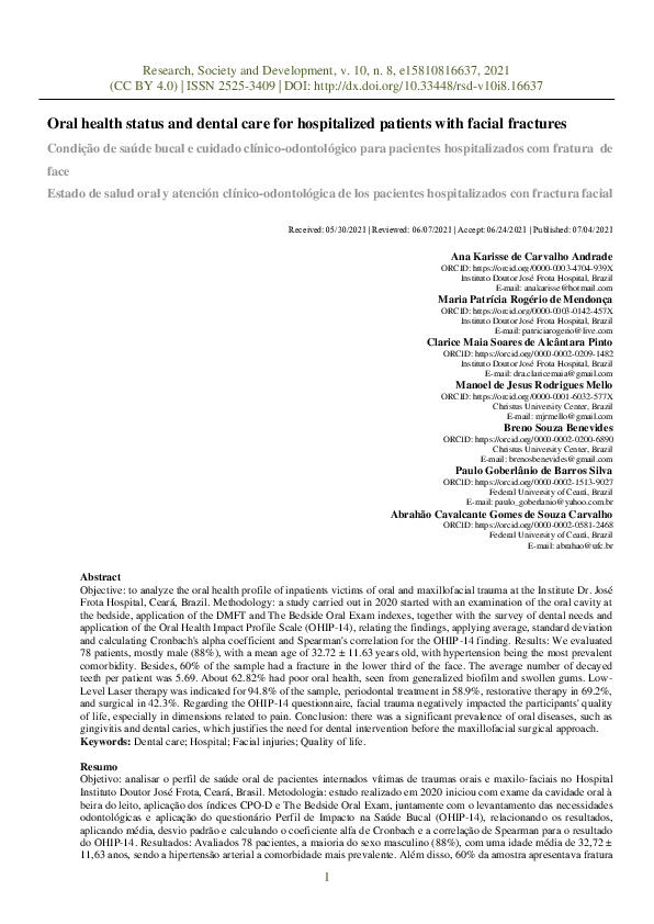 (PDF) Oral health status and dental care for hospitalized patients with ...