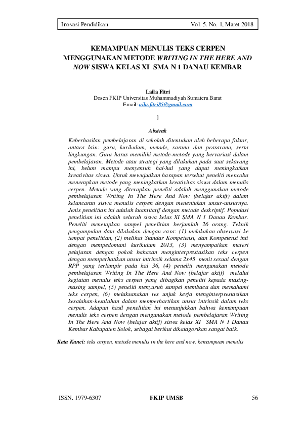 (PDF) Kemampuan Menulis Teks Cerpen Menggunakan Metode Writing in the ...