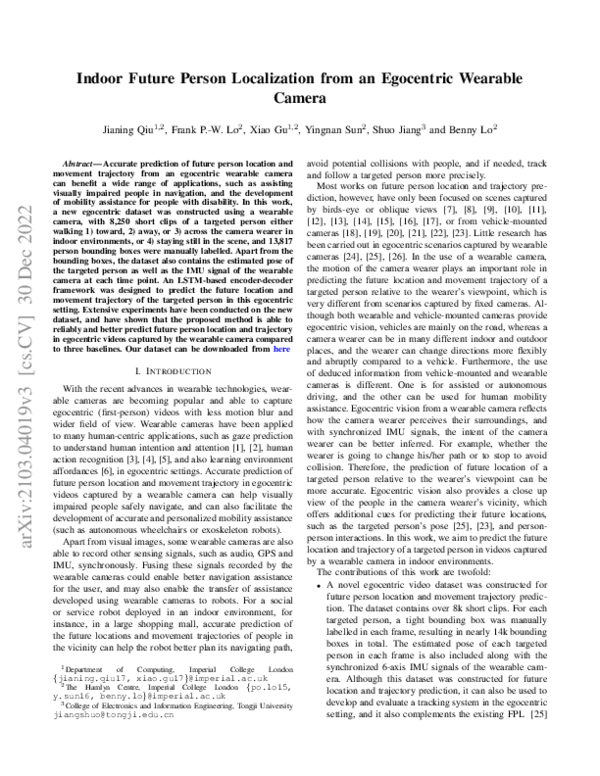 (PDF) Indoor Future Person Localization from an Egocentric Wearable Camera