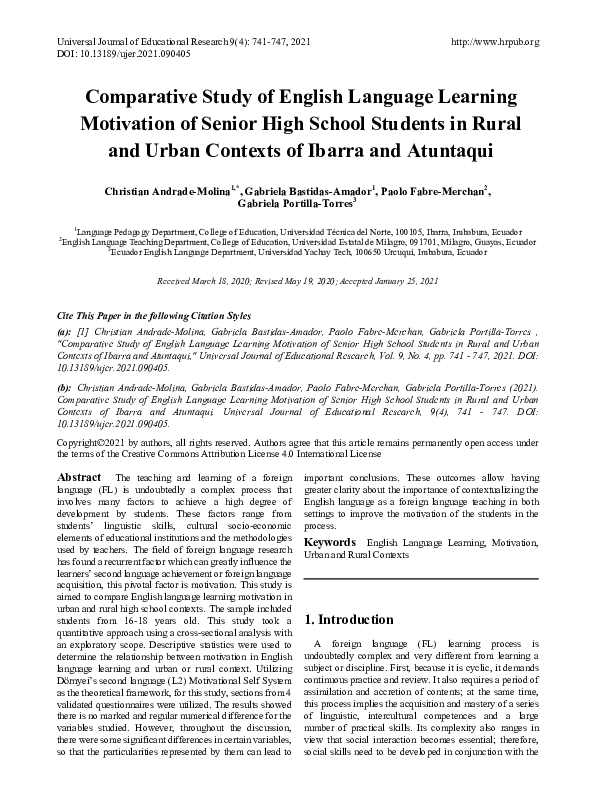(PDF) Comparative Study of English Language Learning Motivation of ...
