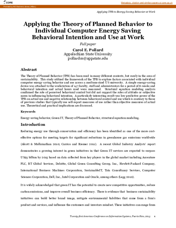 (PDF) Applying the Theory of Planned Behavior to Individual Computer ...