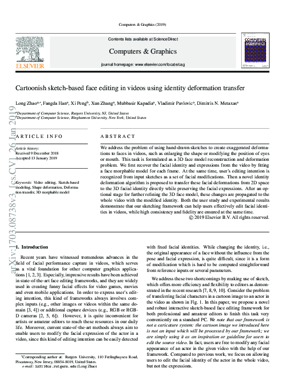 (PDF) Sketch-based Face Editing in Video Using Identity Deformation ...