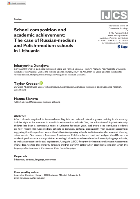 (PDF) School composition and academic achievement: The case of Russian ...