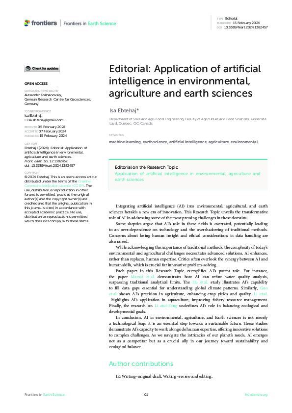 (PDF) Editorial: Application of artificial intelligence in ...