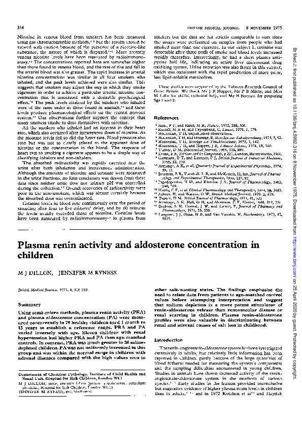 (PDF) Plasma renin activity and aldosterone concentration in children