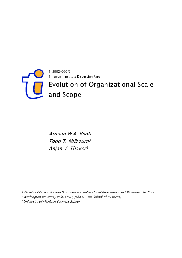 (PDF) Evolution of Organizational Scale and Scope