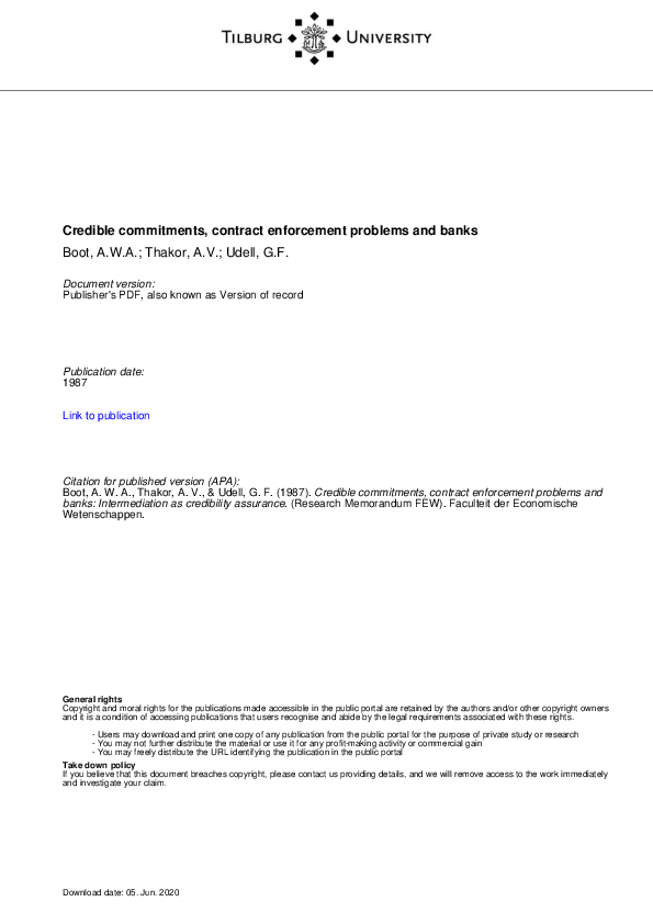 (PDF) Credible commitments, contract enforcement problems and banks ...