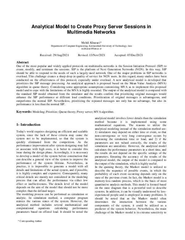 (PDF) Analytical Model to Create Proxy Server Sessions in Multimedia ...