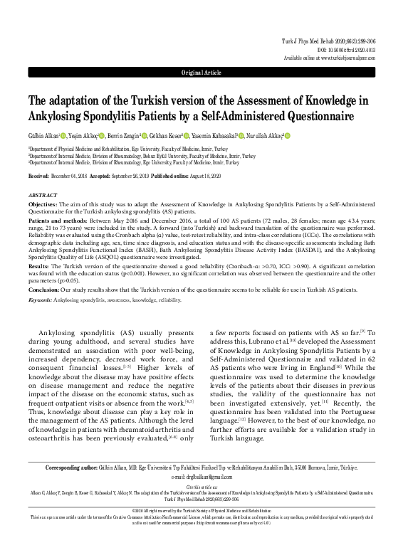 (PDF) The adaptation of the Turkish version of the Assessment of ...
