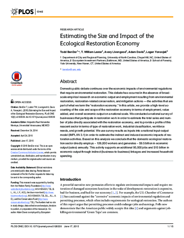 (PDF) Estimating the Size and Impact of the Ecological Restoration Economy