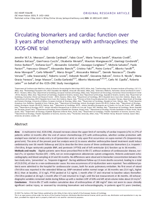 (PDF) Circulating biomarkers and cardiac function over 3 years after ...