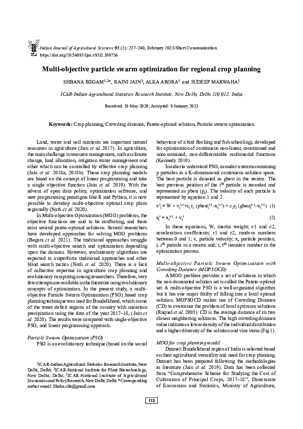 (PDF) Multi-objective particle swarm optimization for regional crop ...