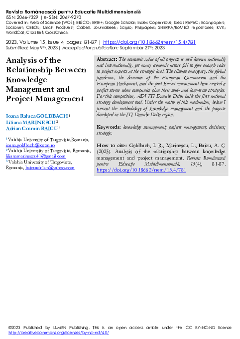 (PDF) Analysis of the Relationship Between Knowledge Management and ...
