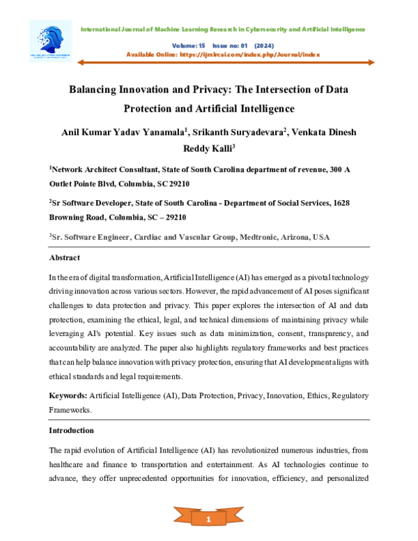 (PDF) Balancing Innovation and Privacy: The Intersection of Data ...