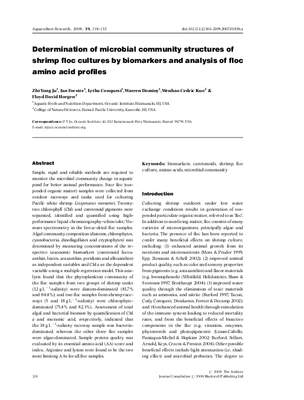 (PDF) Determination of microbial community structures of shrimp floc ...