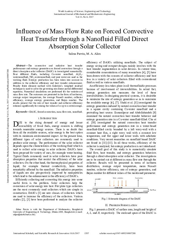 (PDF) Influence Of Mass Flow Rate On Forced Convective Heat Transfer ...