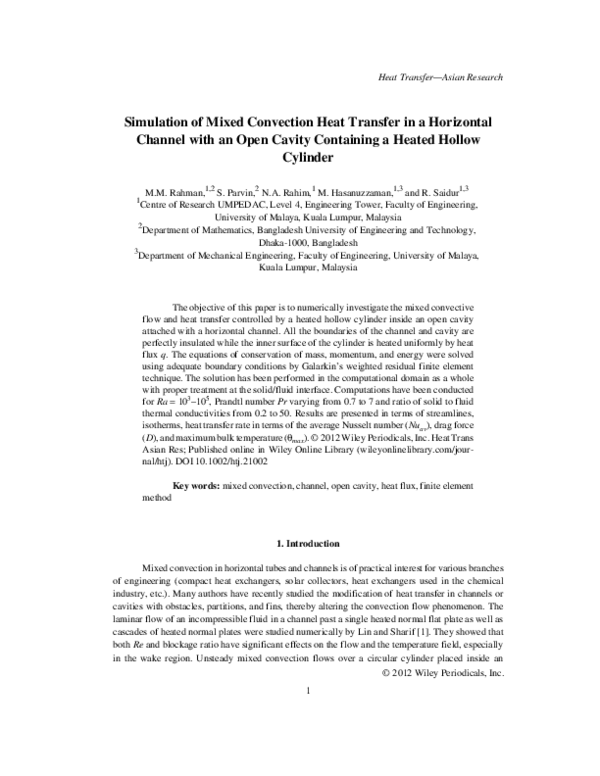 (PDF) Simulation of mixed convection heat transfer in a horizontal ...