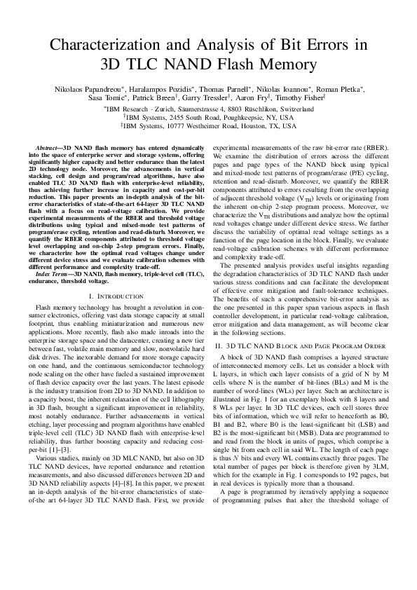 (PDF) Characterization and Analysis of Bit Errors in 3D TLC NAND Flash ...