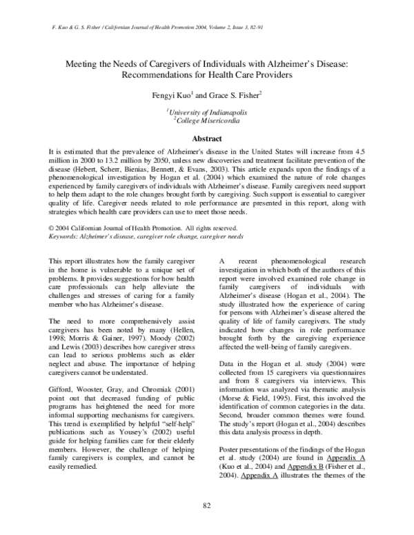 (PDF) Role Change Experienced by Family Caregivers of Adults with ...