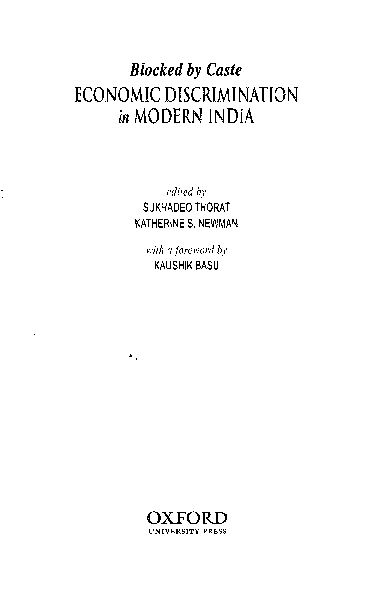 (PDF) Blocked by Caste: Economic Discrimination in Modern India